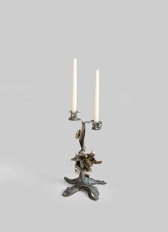 Glory Lily Candle Holder Medium in Brass & Precious Stone, Viya by Vikram Goyal