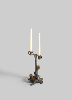 Glory Lily Candle Holder Small in Brass with Precious Stone