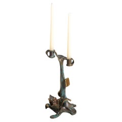 Glory Lily Candle Stand Small aus Messing mit kostbarem Stone, Viya von Vikram Goyal