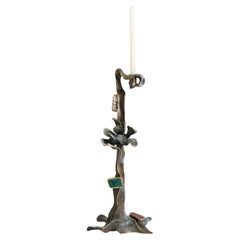 Glory Lily Candle Stand Tall in Brass & Precious Stone, Viya by Vikram Goyal
