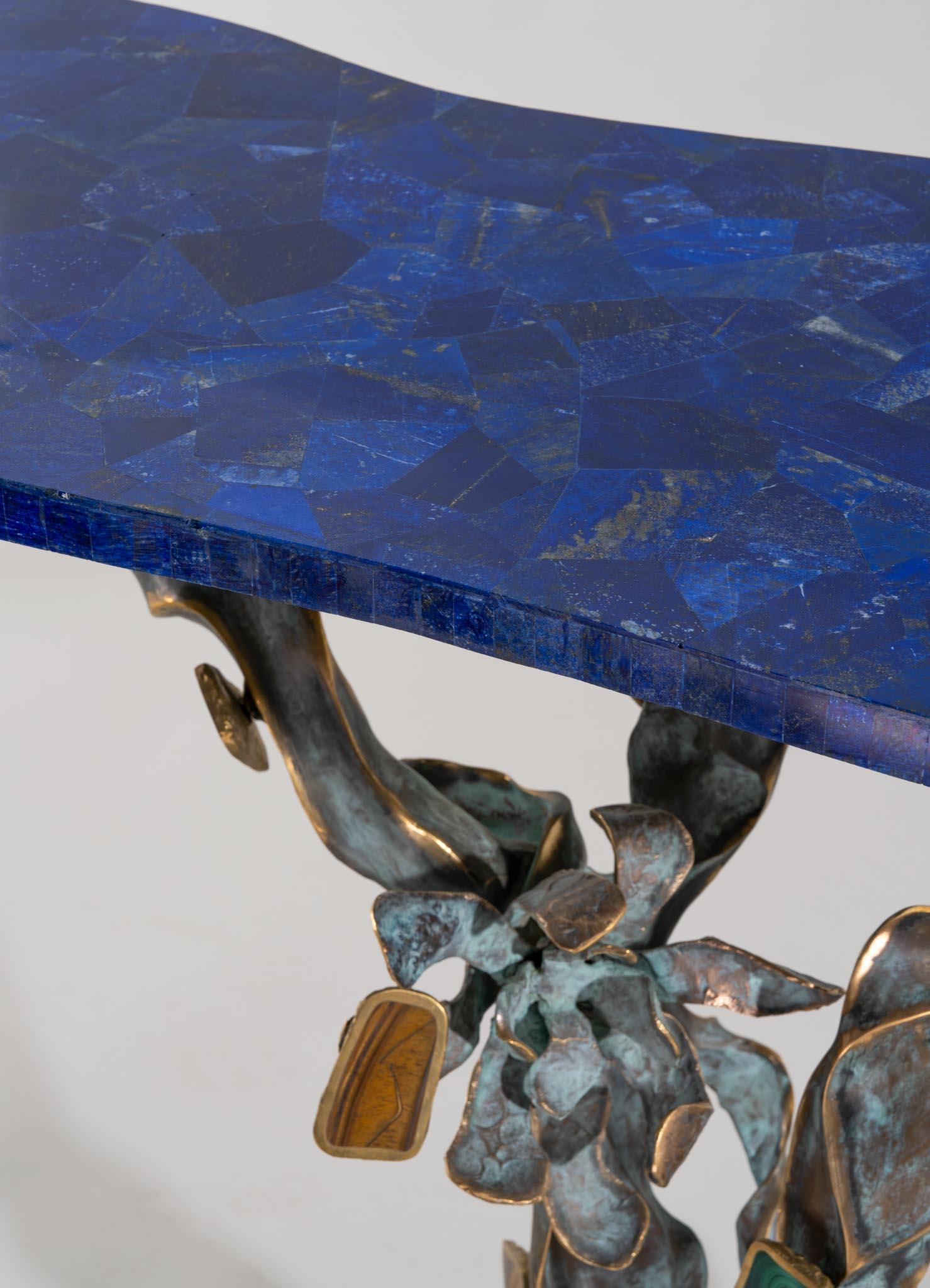 Glory Lily Console Table in Semi Precious Stones & Brass, Viya by Vikram Goyal For Sale 2