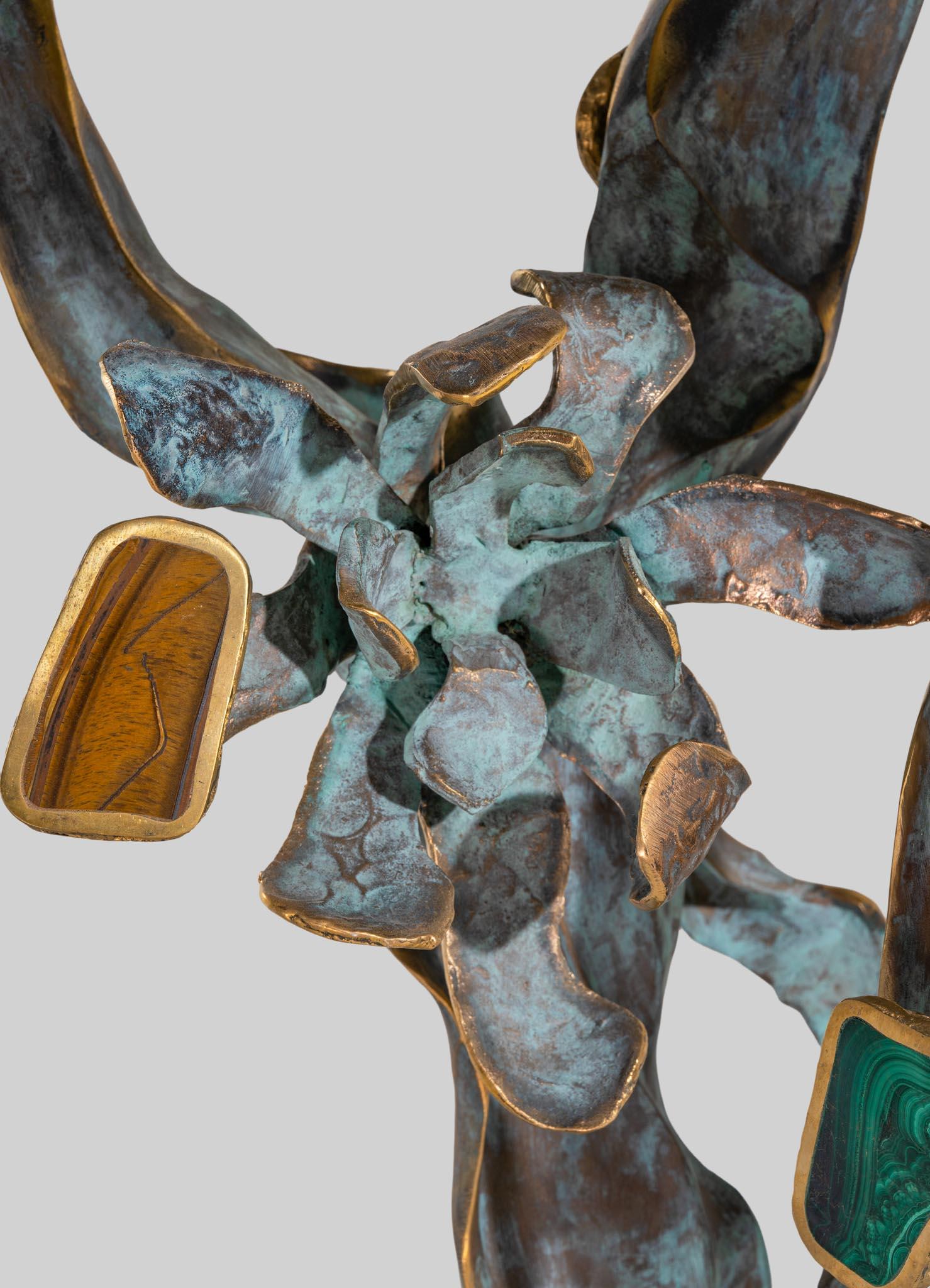 Glory Lily Console Table in Semi Precious Stones & Brass, Viya by Vikram Goyal For Sale 3