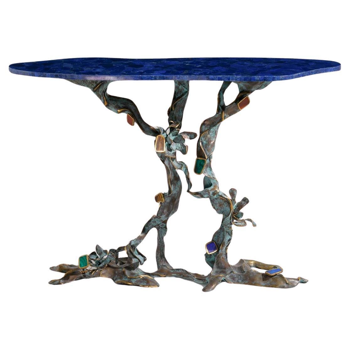 Glory Lily Console Table in Semi Precious Stones & Brass, Viya by Vikram Goyal