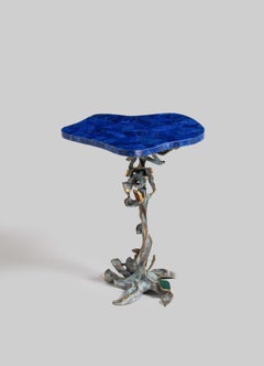 Glory Lily Side Table Large in Brass & Semi Precious Stone, Viya by Vikram Goyal