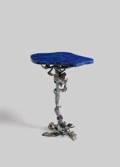 Glory Lily Side Table Large in Brass & Semi Precious Stone, Viya by Vikram Goyal