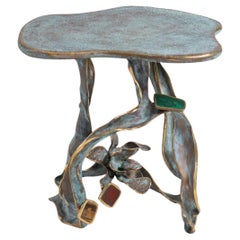 Glory Lily Side Table Small in Brass & Semi Precious Stone, Viya by Vikram Goyal