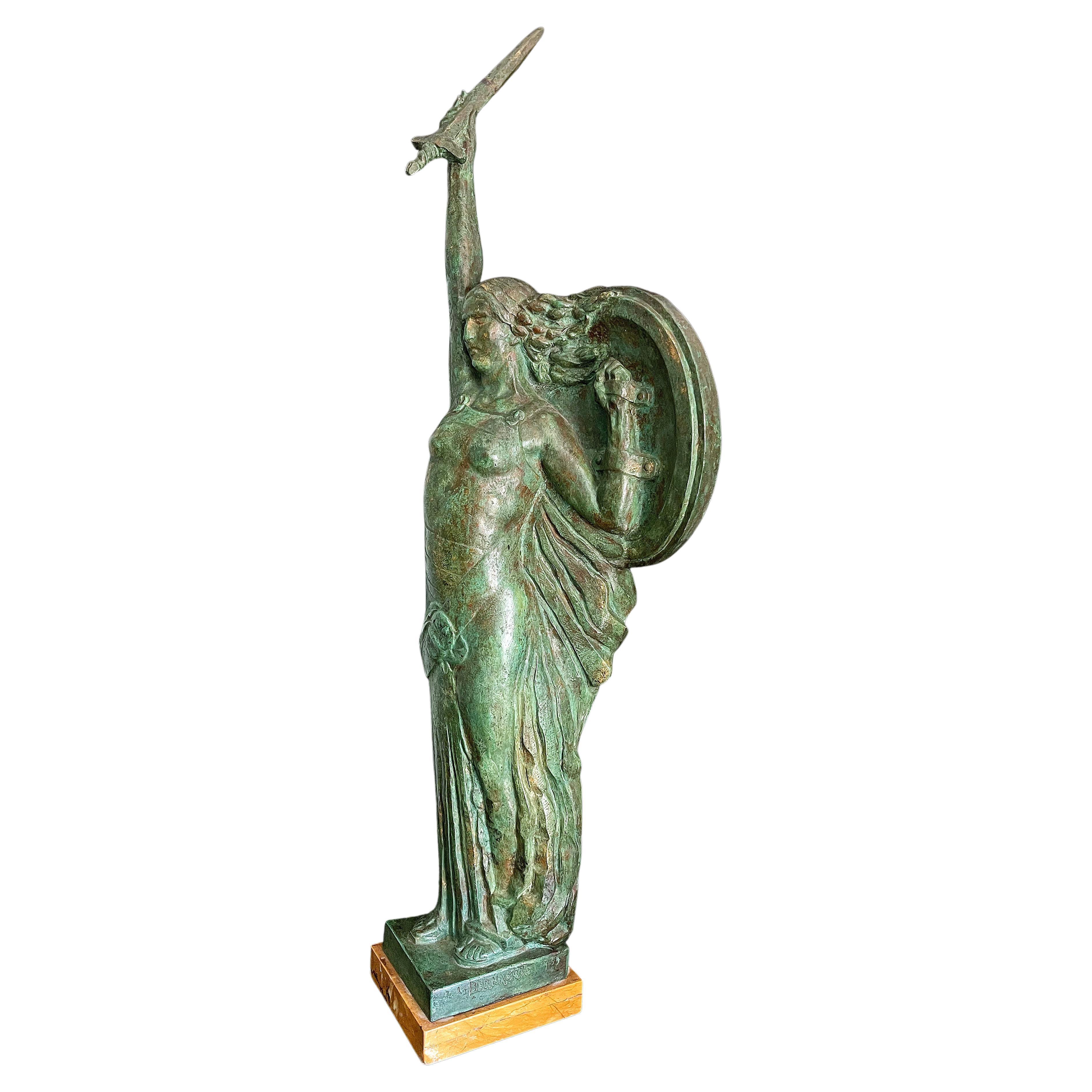 "Glory, " Rare Art Deco Bronze Celebrating World War I French Soldiers, 1934 For Sale