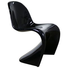 Gloss Black Verner Panton Chair Classic Molded S Chair by Vitra Signed