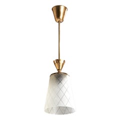Glössner & Co Lights, lampe à suspension, laiton, verre, Suède, années 1940