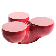 Glossy 7R1PL3 Coffee Table in Red, CNC'd Stacked Baltic Birth Plywood, by Timbur