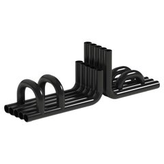 Glossy Black Tube Bookends by Maha Alavi Studio