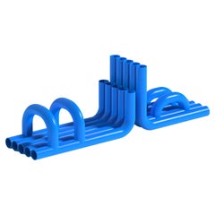Glossy Blue Tube Bookends by Maha Alavi Studio