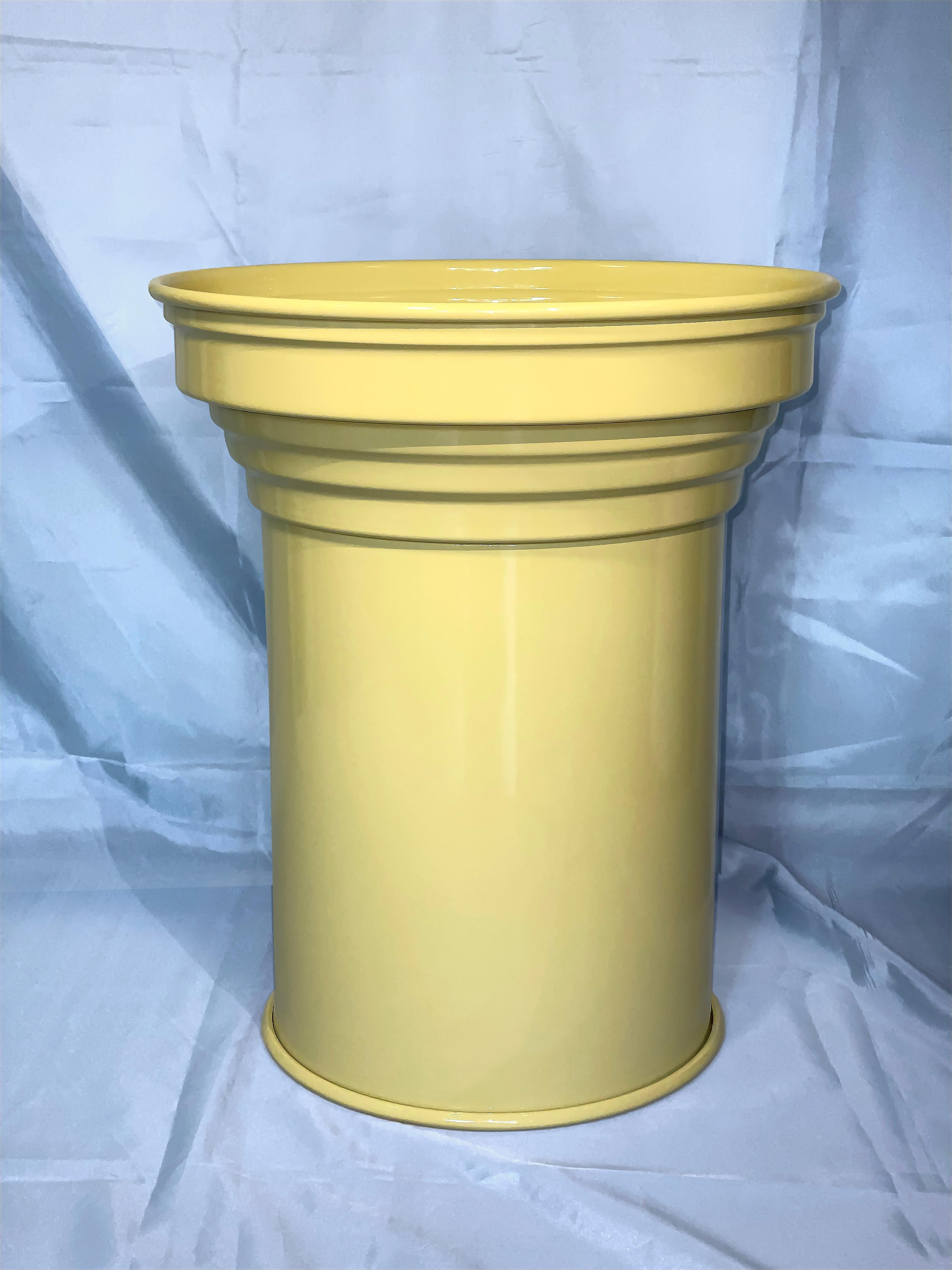 Brushed Yellow Glossy Aluminum Side Table, Italian Minimalist Design, 2020s For Sale