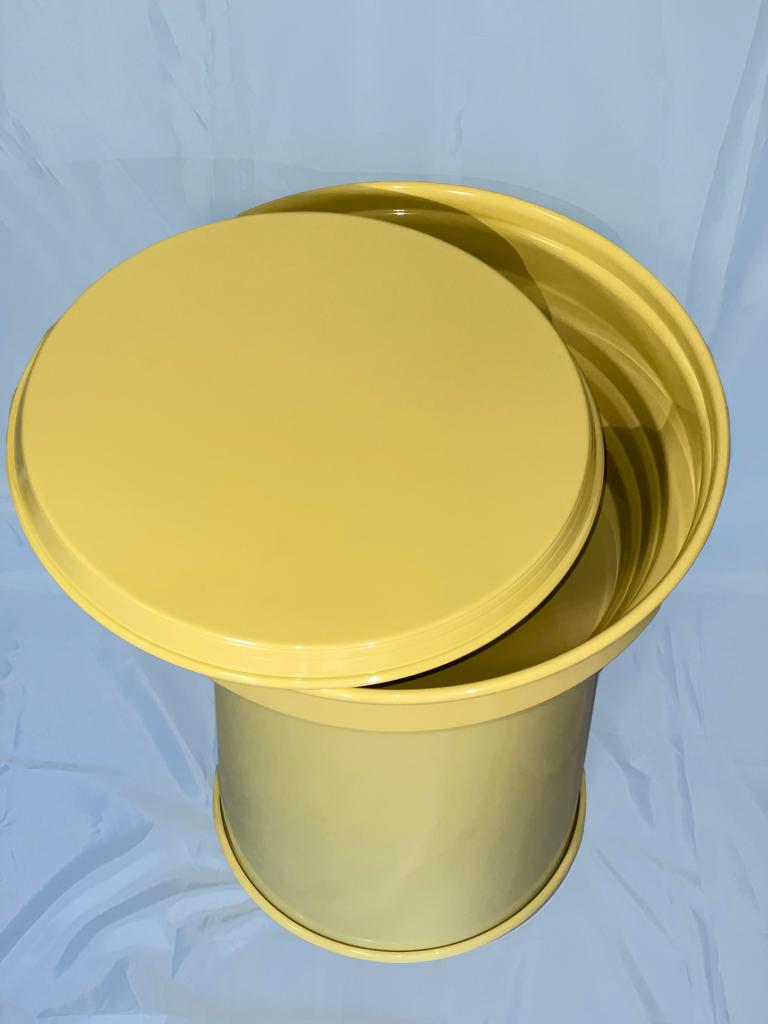 Contemporary Yellow Glossy Aluminum Side Table, Italian Minimalist Design, 2020s For Sale