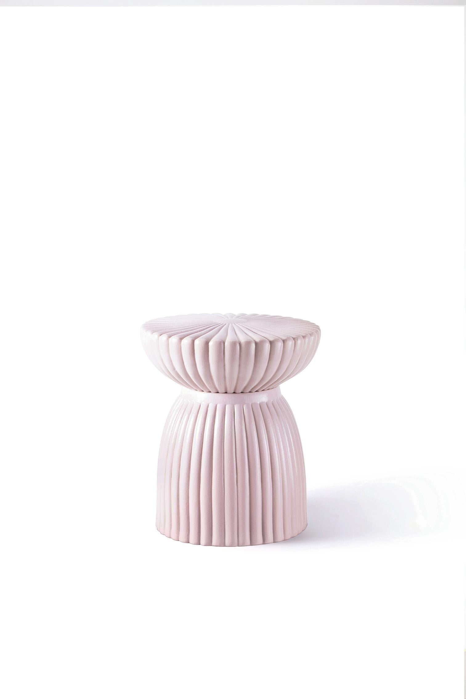 Glossy ceramic stool/gueridon designed by Thomas Dariel, Maison Dada
Measures: Diameter 41.2 * Height 45 cm
Ceramic in glossy black, blue or pink glaze finish
The name of this piece has been chosen as a nod to Guy de Maupassant’s famous character