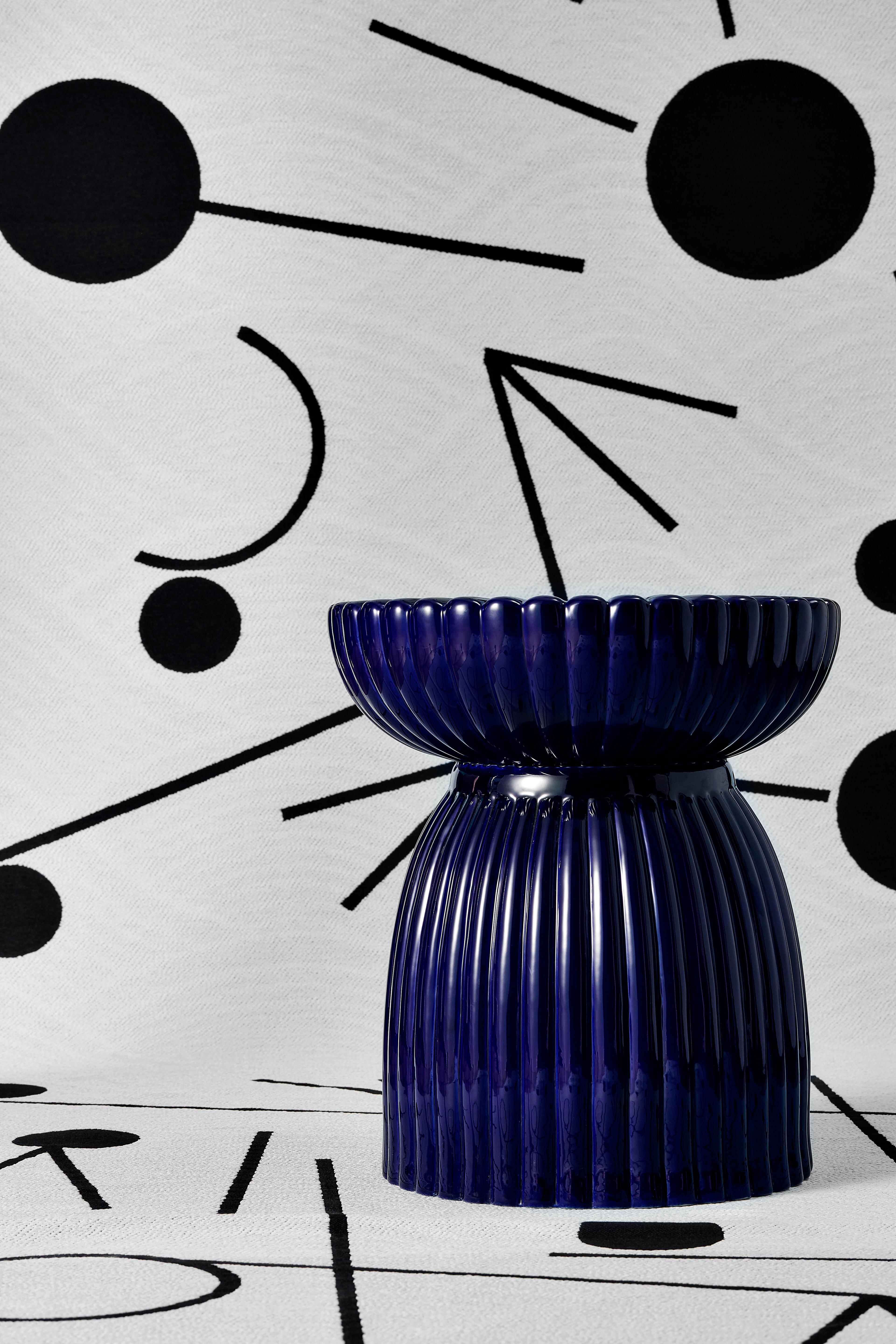 French Glossy Ceramic Stool/Gueridon Designed by Thomas Dariel