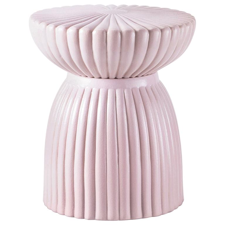 Glossy Ceramic Stool/Gueridon Designed by Thomas Dariel