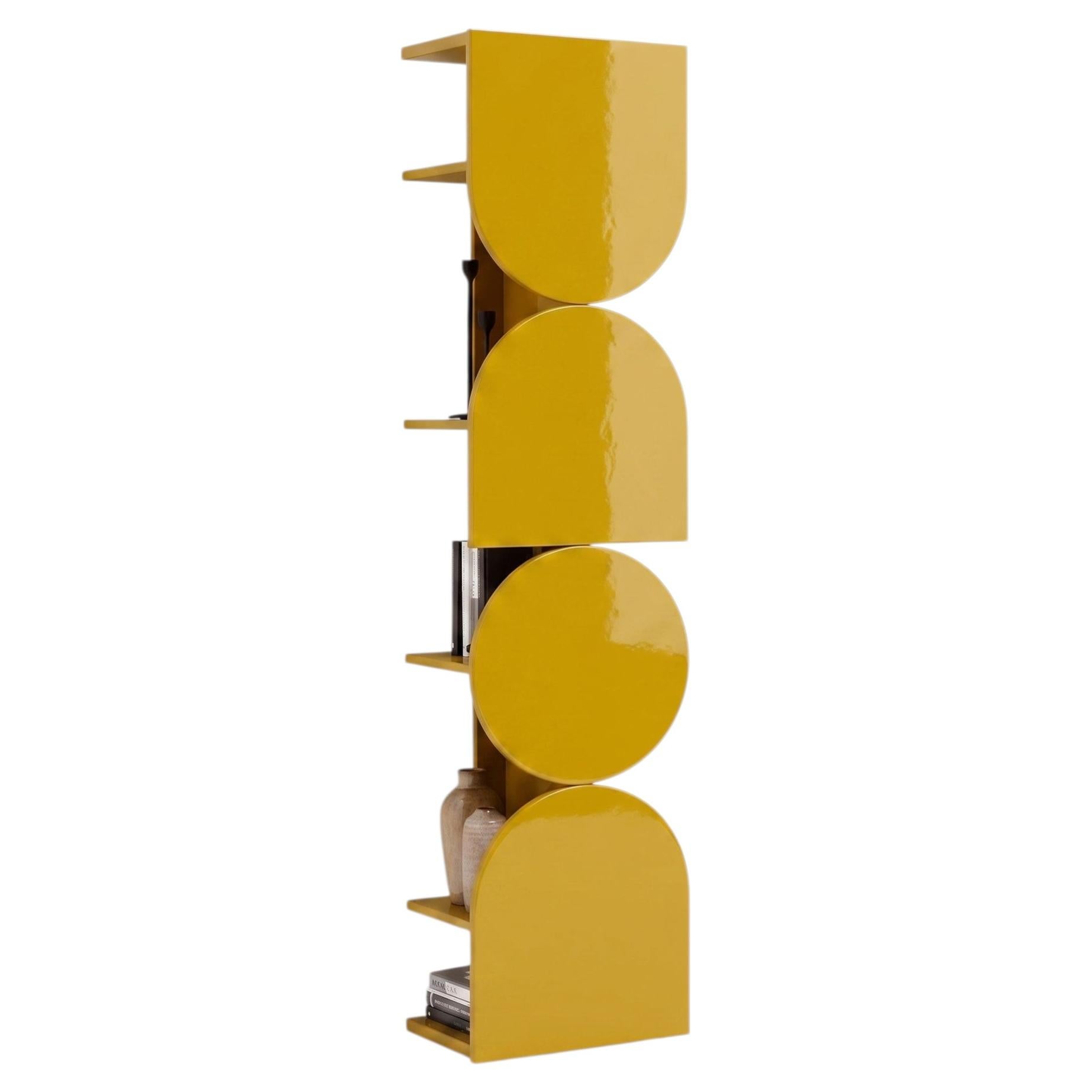 Glossy Lacquered Swivel Storage Cabinet Mogg Shape Tower RAL 1005 Bauhaus Style