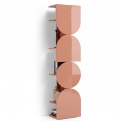 Glossy Lacquered Swivel Storage Cabinet Mogg Shape Tower RAL 3012 Bauhaus Style