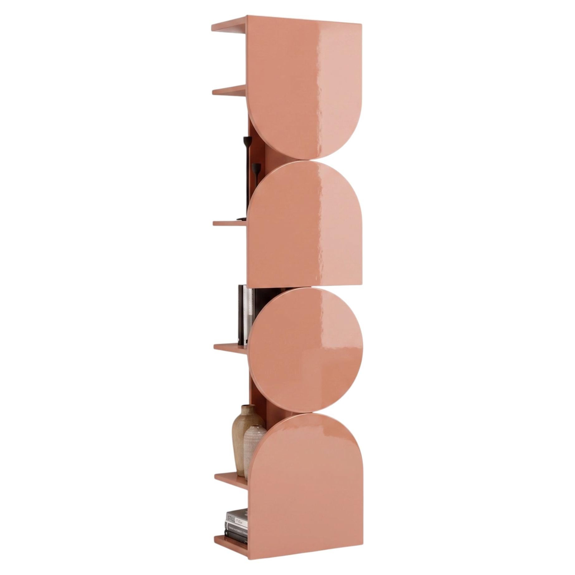 Glossy Lacquered Swivel Storage Cabinet Mogg Shape Tower RAL 3012 Bauhaus Style