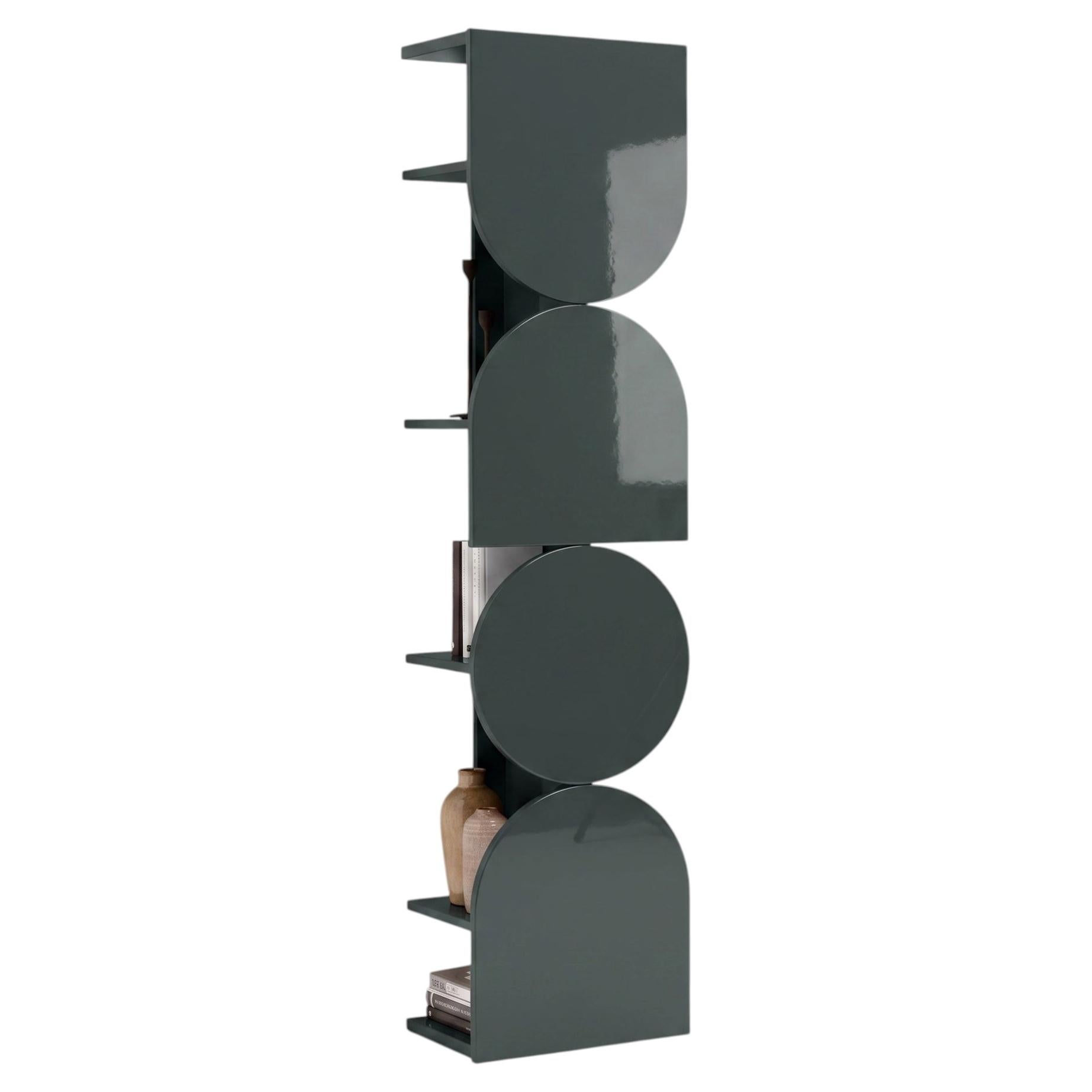 Glossy Lacquered Swivel Storage Cabinet Mogg Shape Tower RAL 6012 Bauhaus Style