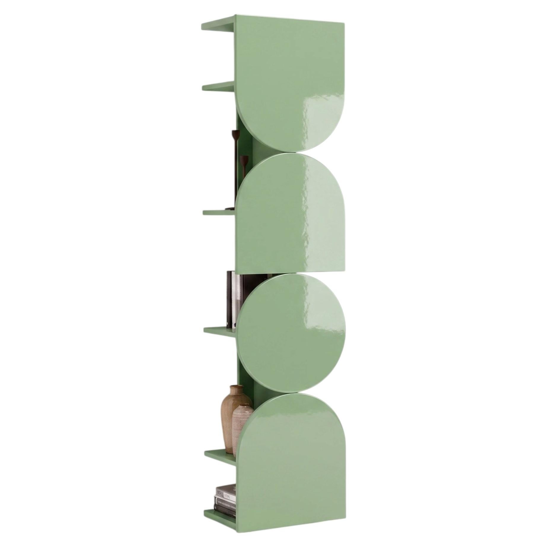 Glossy Lacquered Swivel Storage Cabinet Mogg Shape Tower RAL 6021 Bauhaus Style
