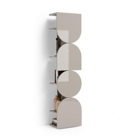Glossy Lacquered Swivel Storage Cabinet Mogg Shape Tower RAL 7044 Bauhaus Style