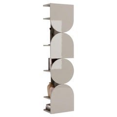 Glossy Lacquered Swivel Storage Cabinet Mogg Shape Tower RAL 7044 Bauhaus Style