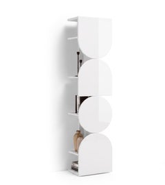Glossy Lacquered Swivel Storage Cabinet Mogg Shape Tower RAL 9016 Bauhaus Style