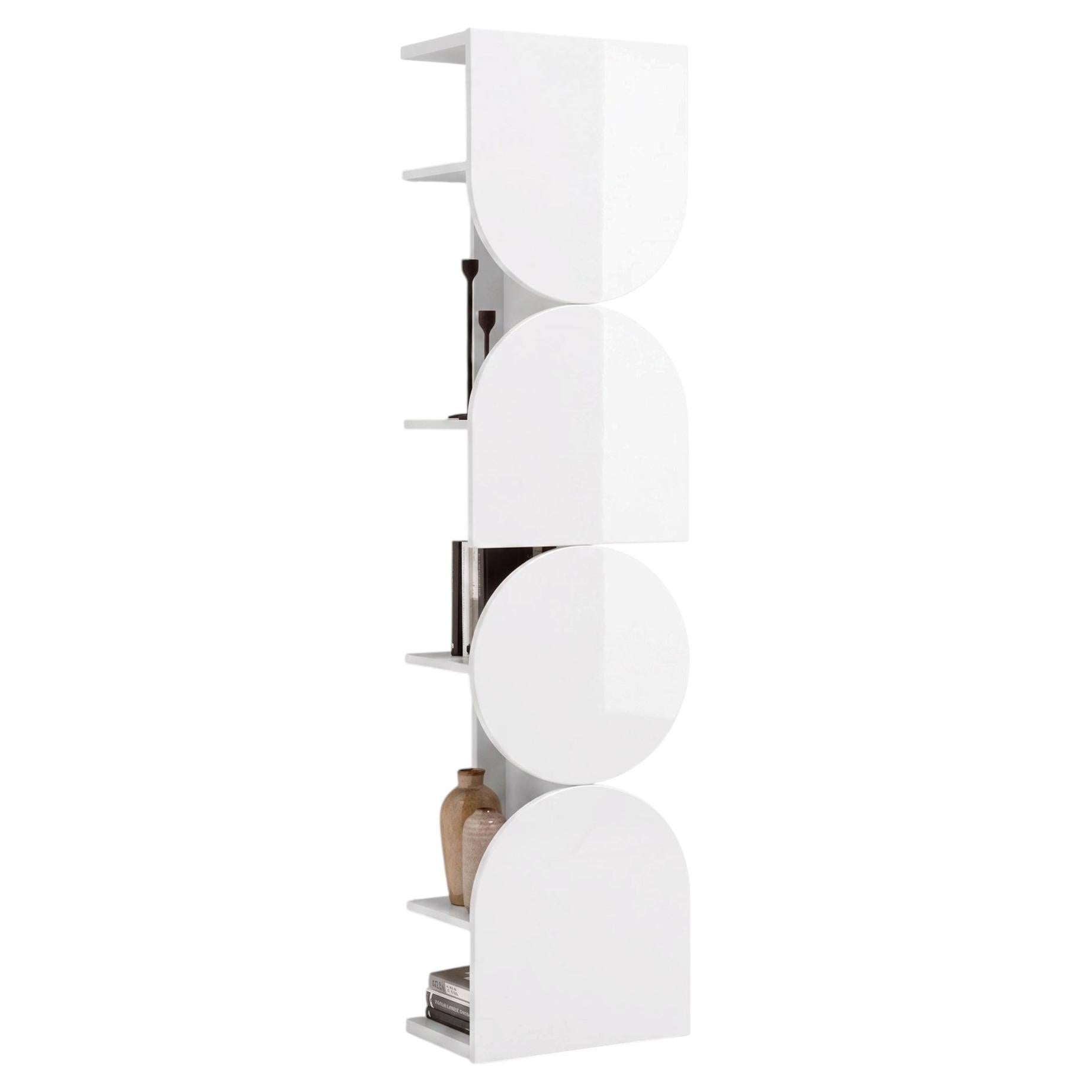 Glossy Lacquered Swivel Storage Cabinet Mogg Shape Tower RAL 9016 Bauhaus Style For Sale