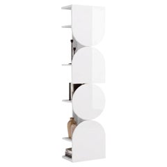Glossy Lacquered Swivel Storage Cabinet Mogg Shape Tower RAL 9016 Bauhaus Style