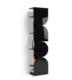 Glossy Lacquered Swivel Storage Cabinet Mogg Shape Tower RAL 9017 Bauhaus Style