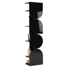 Glossy Lacquered Swivel Storage Cabinet Mogg Shape Tower RAL 9017 Bauhaus Style