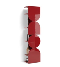 Glossy Lacquered Swivel Storage Cabinet Mogg Shape Tower RAL3001 Bauhaus Style