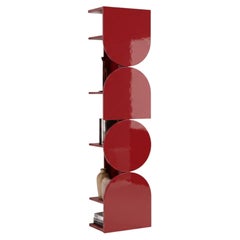 Glossy Lacquered Swivel Storage Cabinet Mogg Shape Tower RAL3001 Bauhaus Style