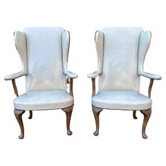 Glossy Leather Wingback Chairs by Richard Himmel Interiors