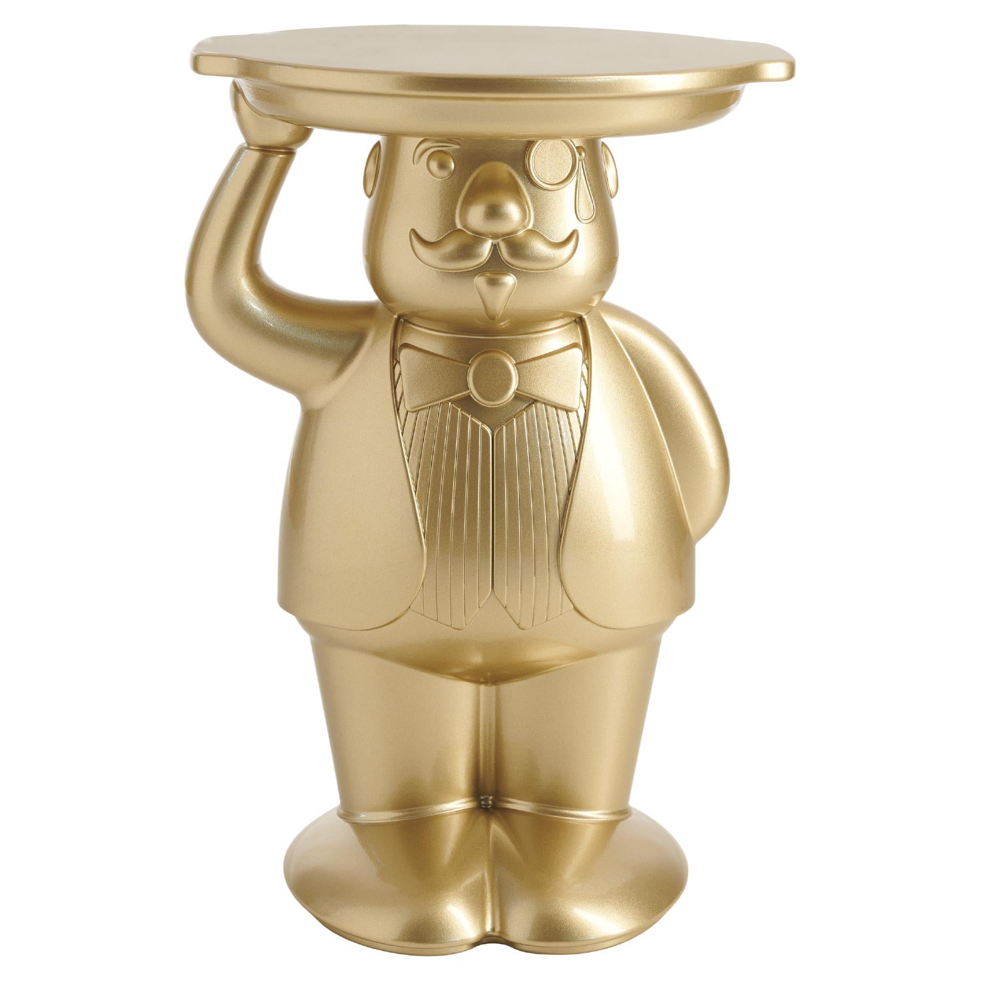 Glossy Metallic Gold Ambrogio Side Table by Favaretto&Partners For Sale