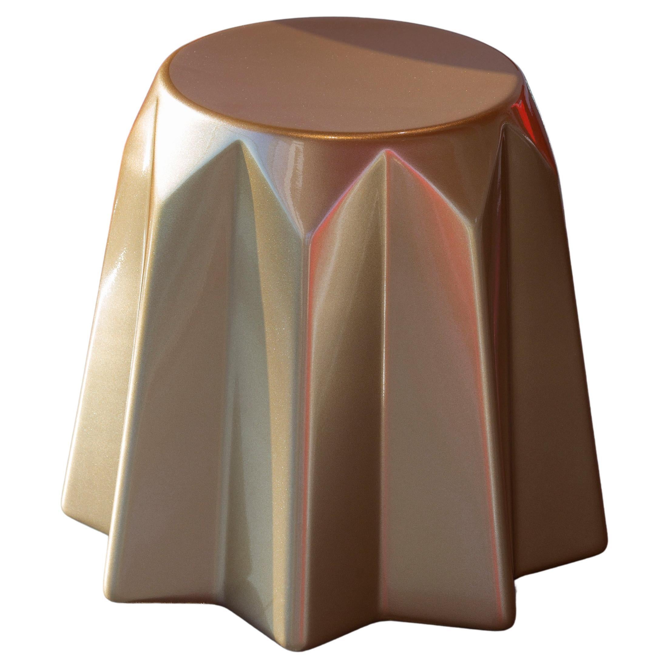 Glossy Metallic Gold Pandoro Stool by Gianni Arnaudo For Sale