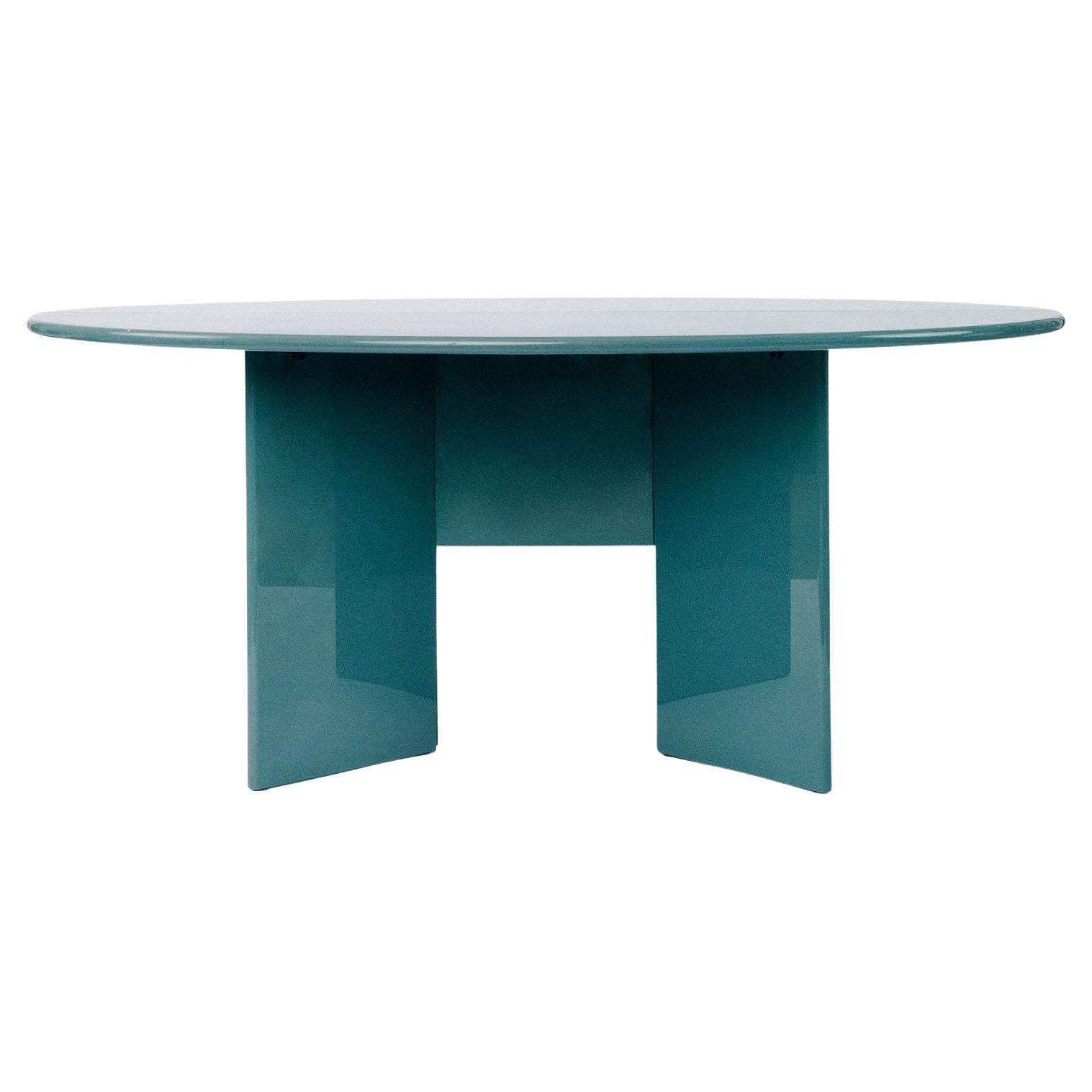 Glossy Petrol Blue Console Table, Cassina