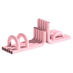 Glossy Pink Tube Bookends by Maha Alavi Studio
