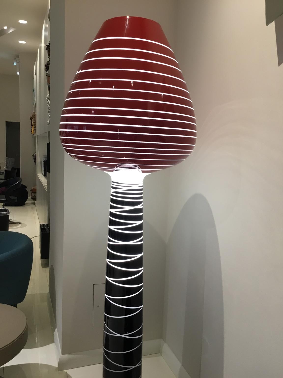 Italian Glossy Red and Black Lacquered Indoor / Outdoor Floor Lamp by Marc Sadler For Sale