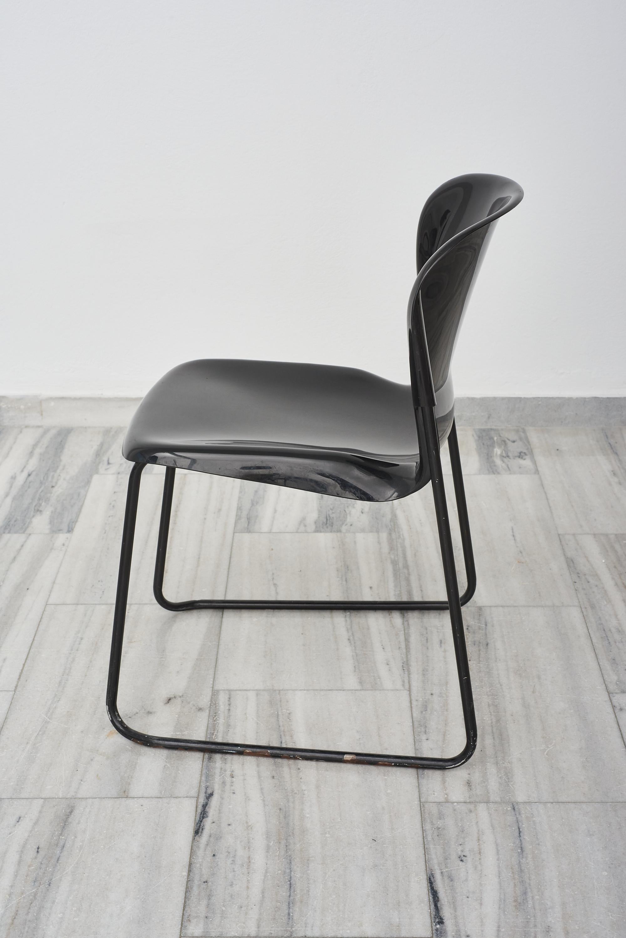 German Glossy stacking chair by Gerd Lange for Drabert, 1980s For Sale