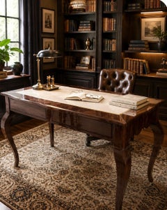 Glossy walnut Writing Desk Designed by Serge De Troyer