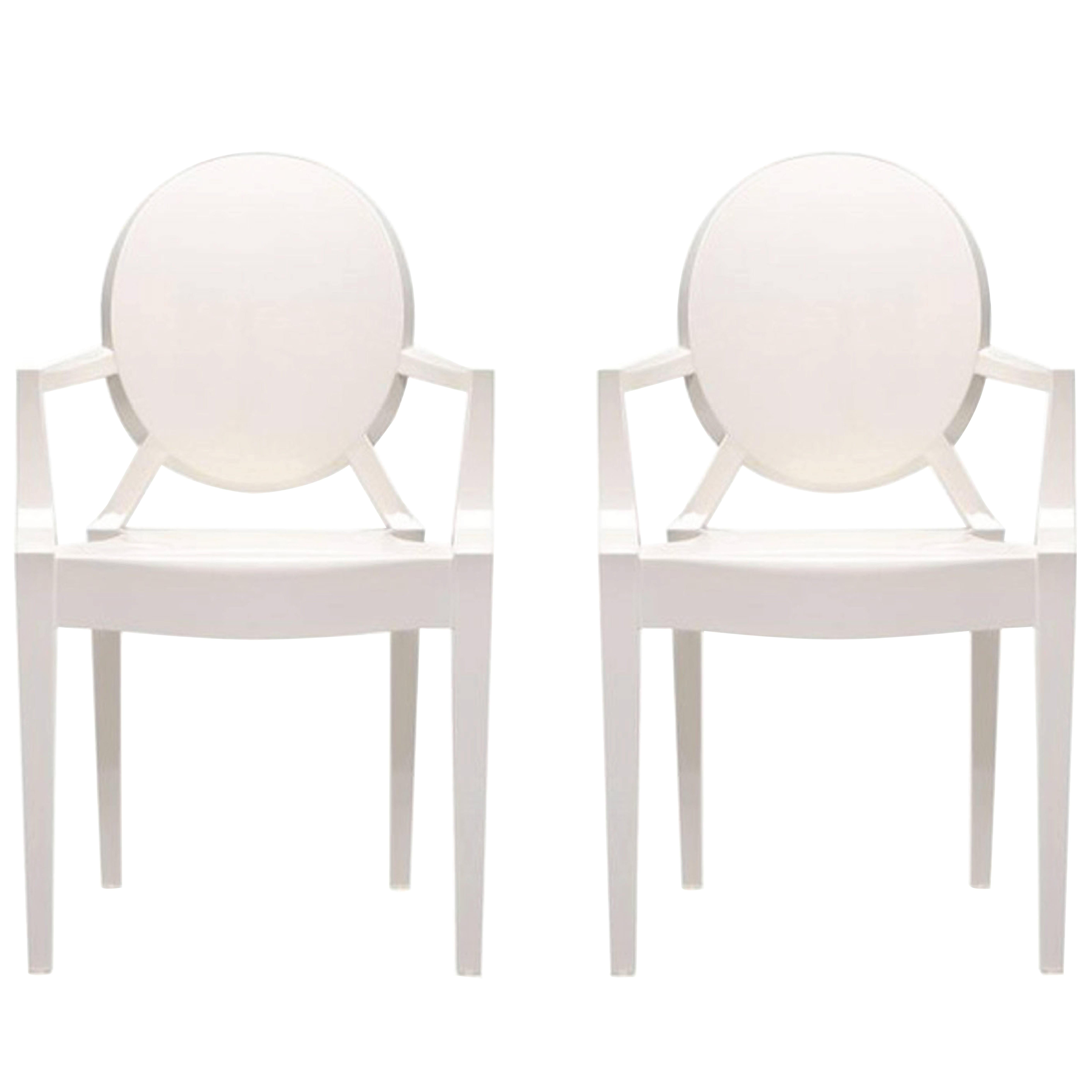 Glossy White Cartel Louis Ghost Chair by Philippe Stark