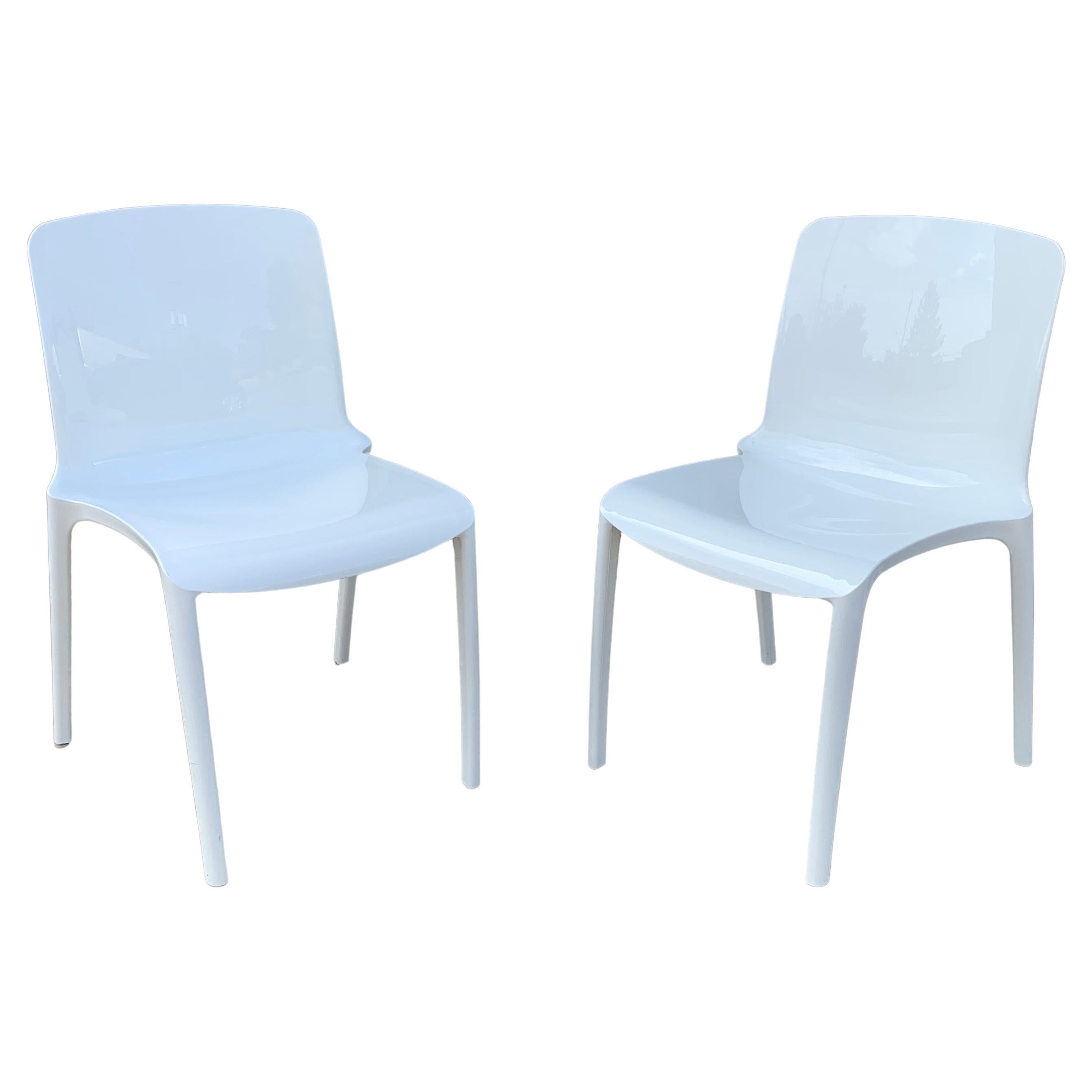 Sedie Tiffany bianche lucide di Casprini, una coppia in vendita