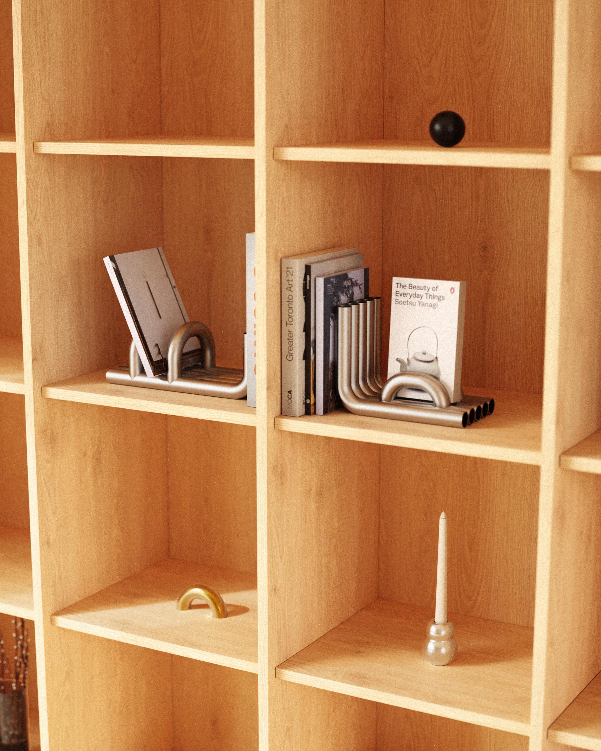 Glossy White Tube Bookends by Maha Alavi Studio For Sale 3