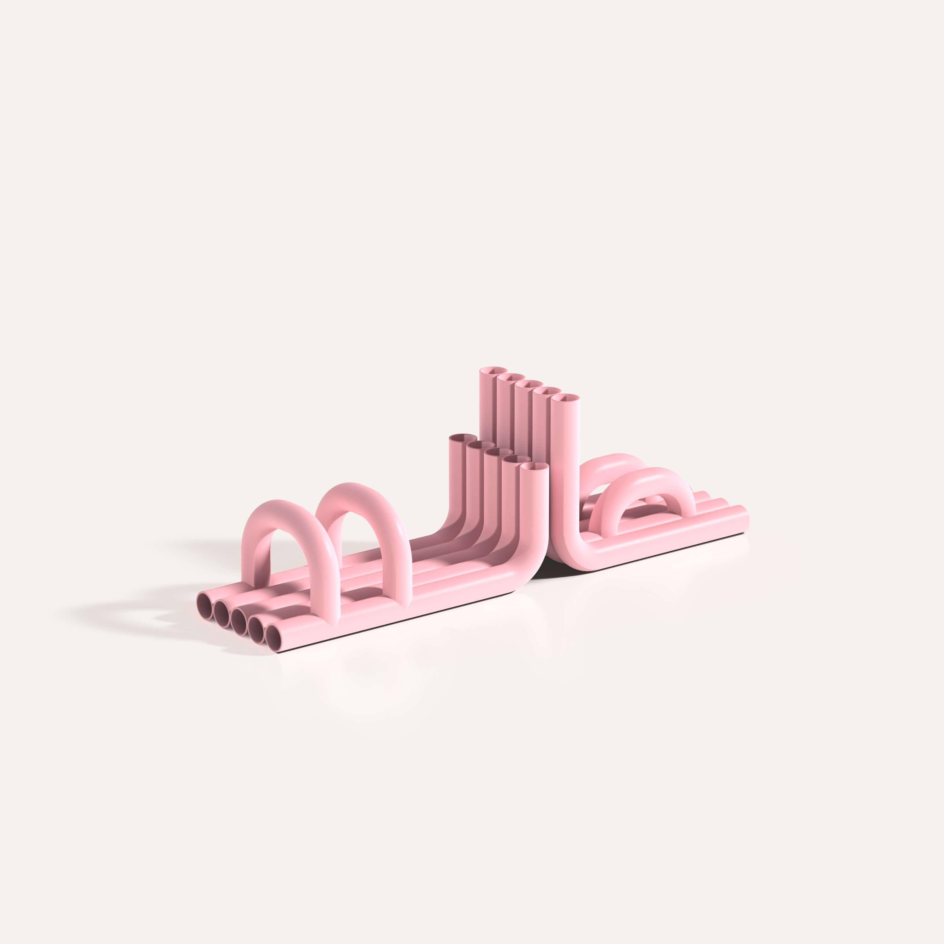 Metal Glossy White Tube Bookends by Maha Alavi Studio For Sale