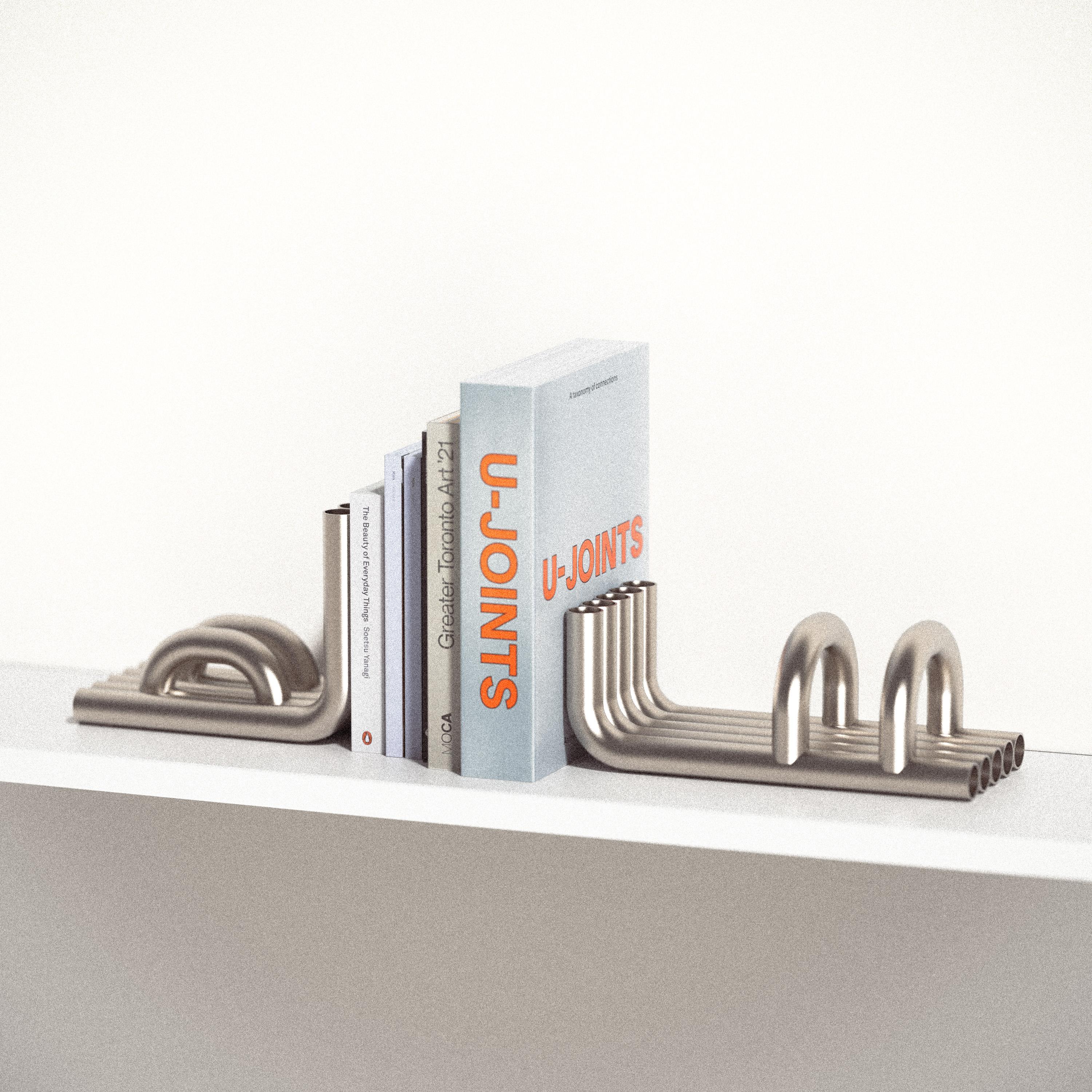 Glossy White Tube Bookends by Maha Alavi Studio For Sale 2