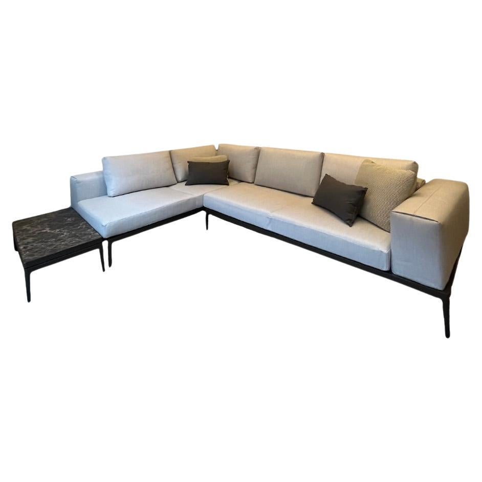 Gloster Grid Outdoor Sectional Sofa with Ceramic Side Table  For Sale