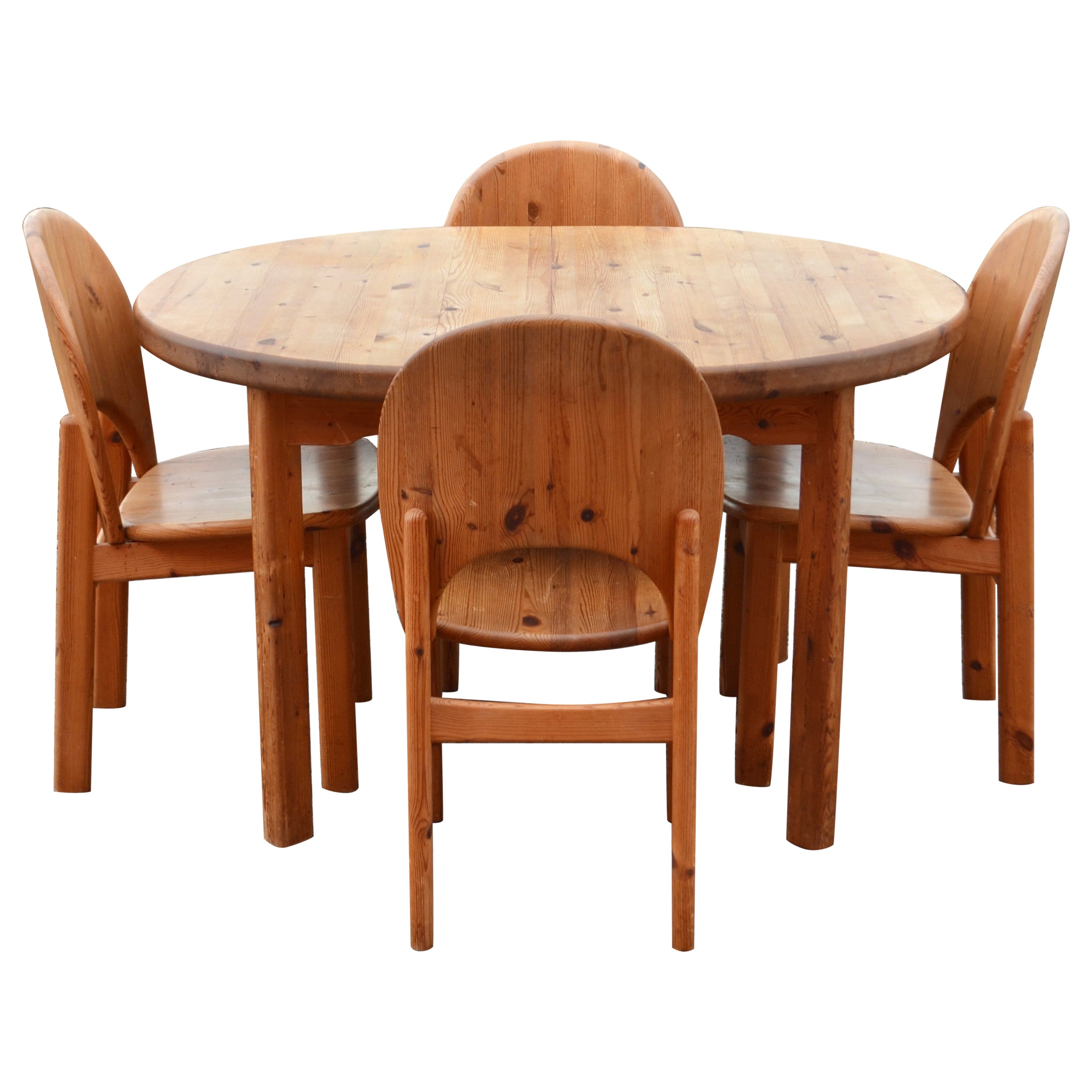 Ensemble de salle à manger danois Glostrup en pin scandinave, 4x chaises et table